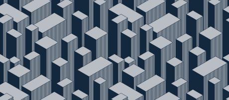 Seamless cityscape pattern, vector abstract 3D urban architecture endless background, isometric buildings city continuous black and white wallpaper.