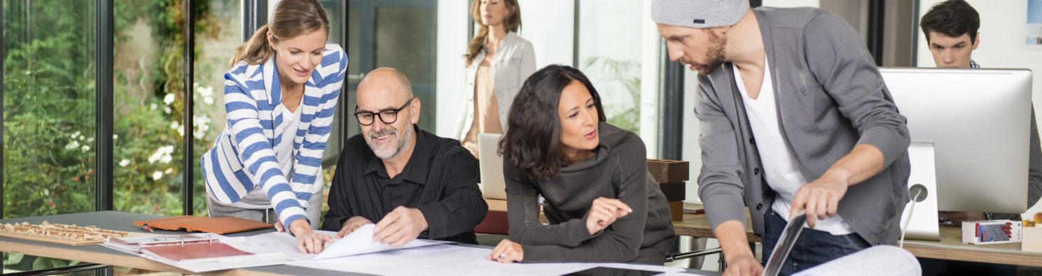 Architects collaborating in their office