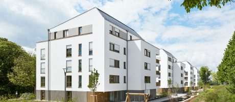 MFH, Caerphillystr., Am Sonnenberg, WBL Wohnungsbau Ludwigsburg GmbH, ARP Architekten, Fair-Wohnen-Modell, NaWoh Qualitätssiegel 2020, Nachhaltiger Wohnungsbau, KfW-Energieeffizienzhaus 55, Poroton-Systemzubehör, WDF