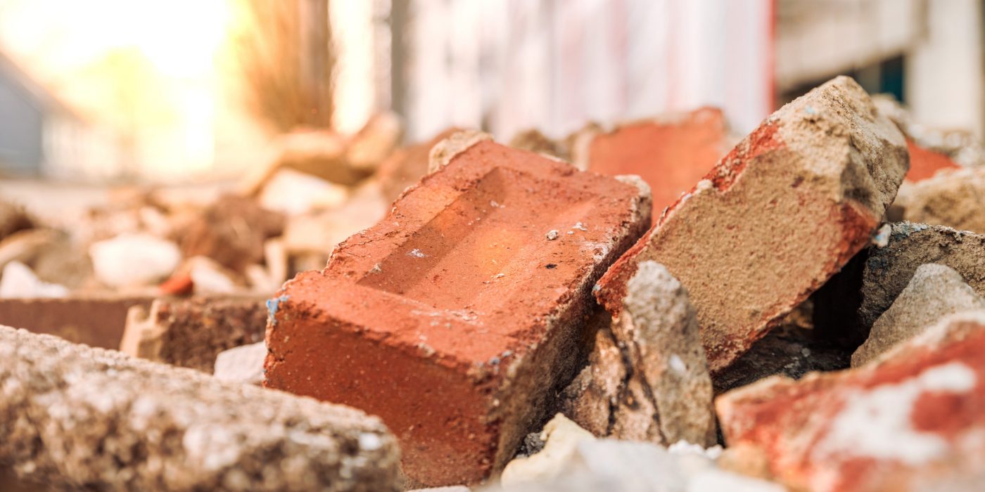 Rubble in container with sun effect