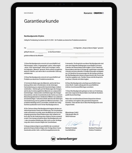Mockup Garantieurkunde Steildach