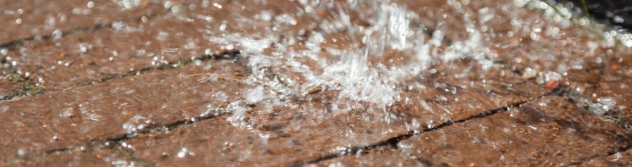 Water is falling on pavers