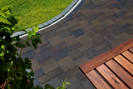 paver, penter, paving stone, walkway, edge, bench, garden