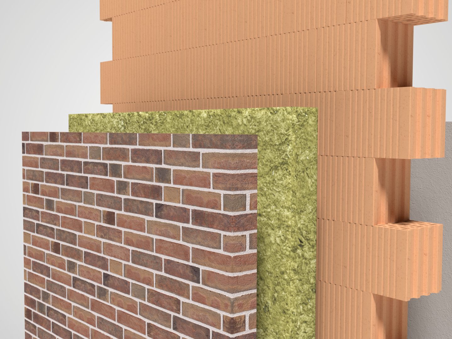 3D Wandaufbau zweischalig