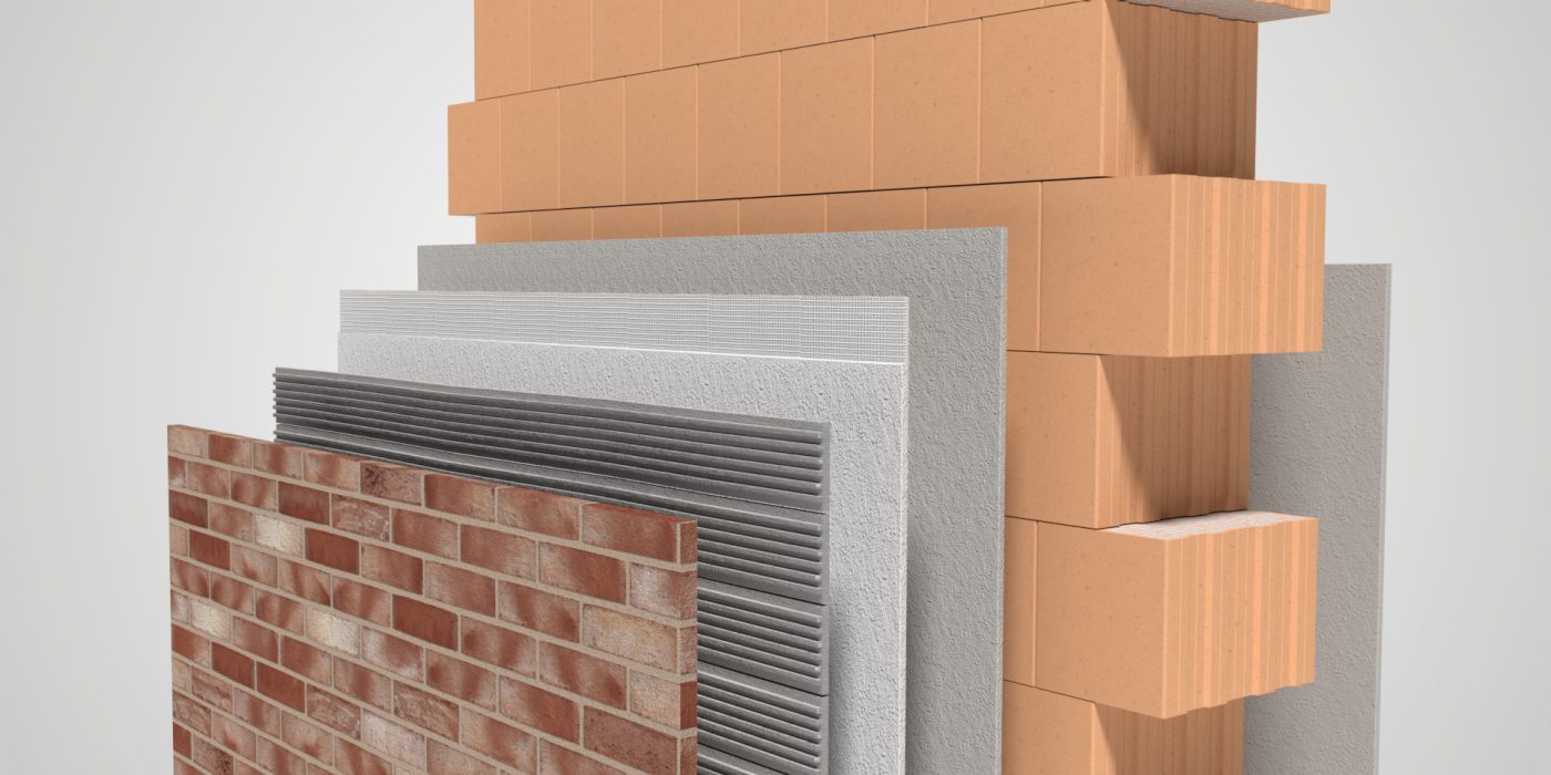 3D Wandaufbau monolithisch mit Riemchenbekleidung