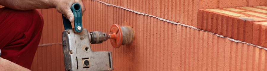 poroton, mortar, construction worker, slit, cut