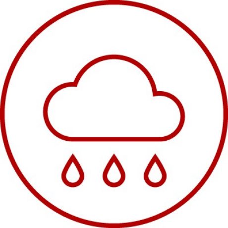 Weather icon for rain, cloud with raindrops