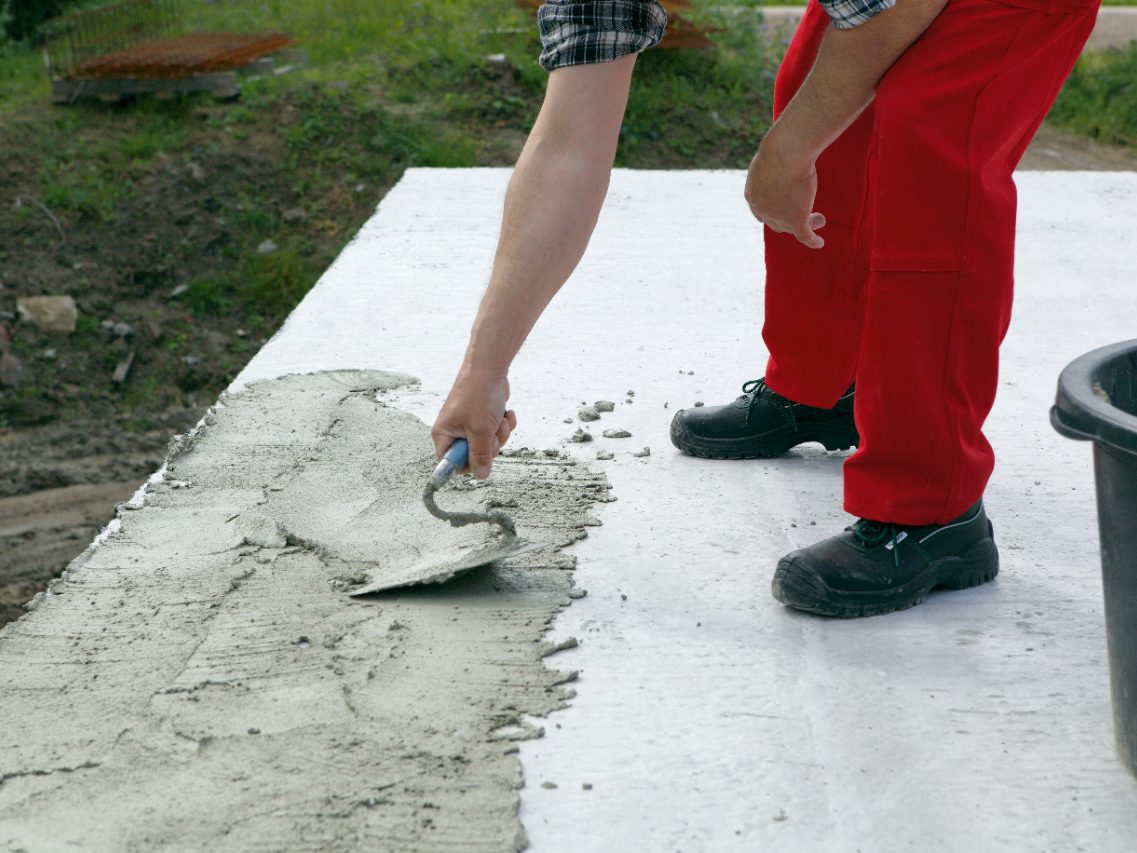 poroton, mortar, construction worker, first layer