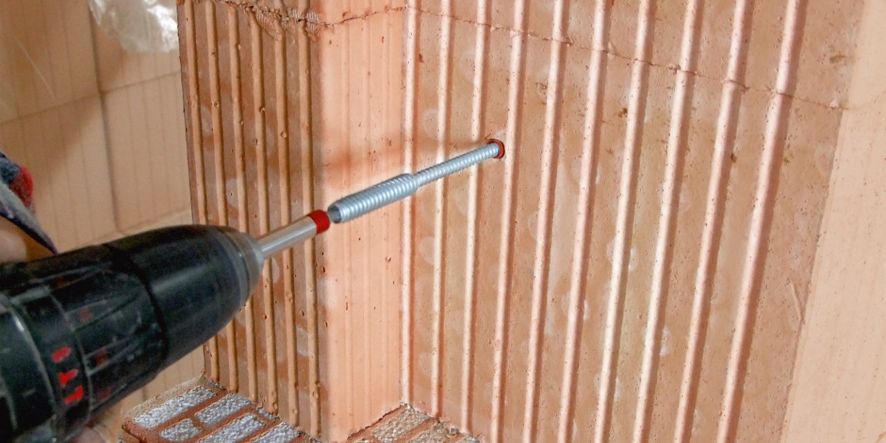 poroton, mortar, construction worker, drill, screw, dowel, drilling machine