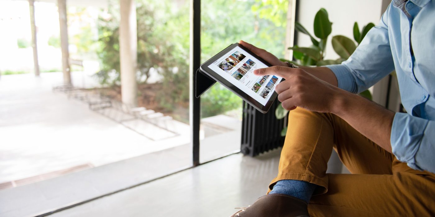 Man holding tablet
