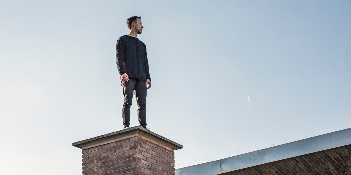 Man practicing parkour in the city