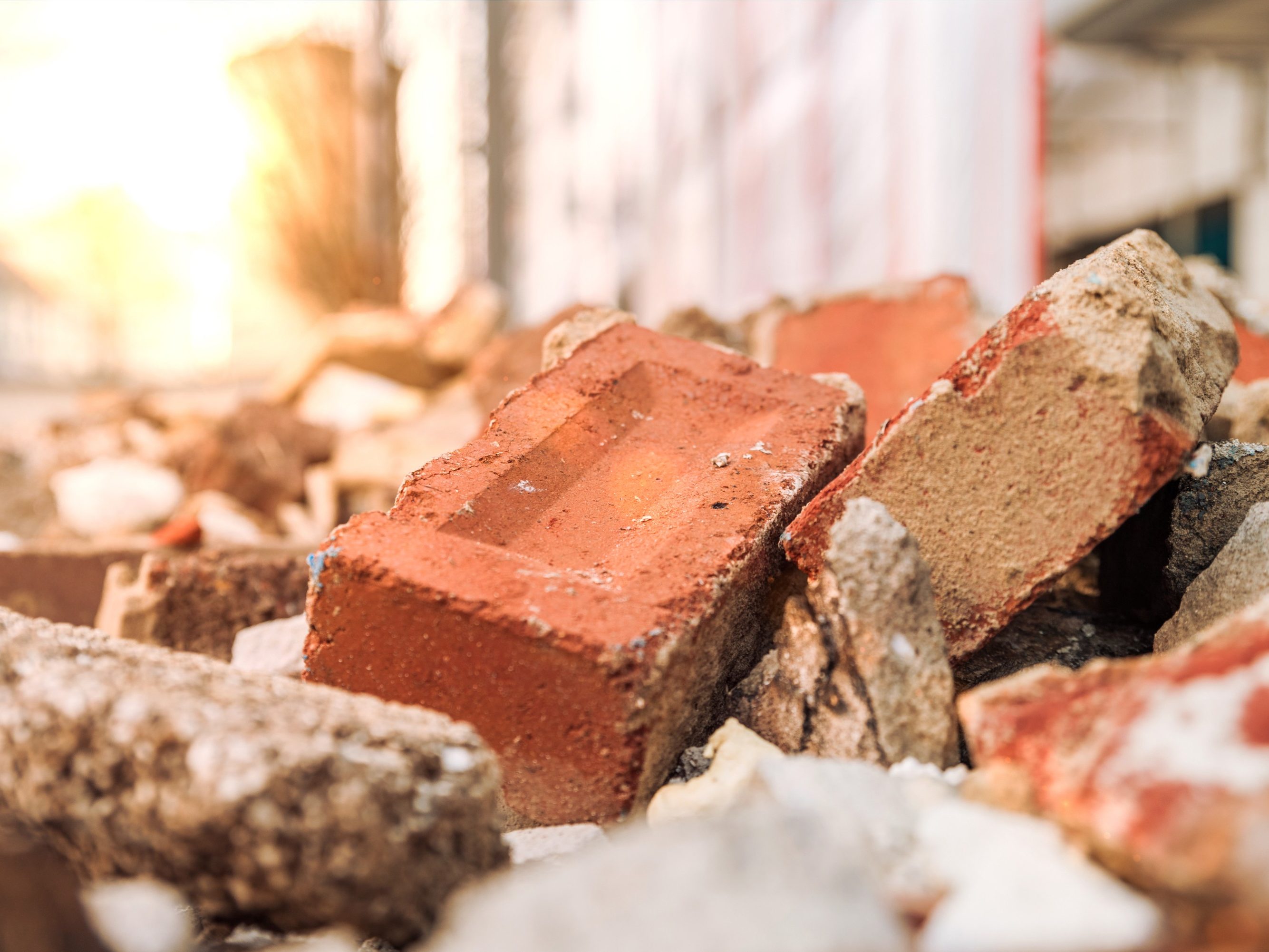 Rubble in container with sun effect