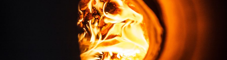 Photography of flame in ring kiln at Maaseik