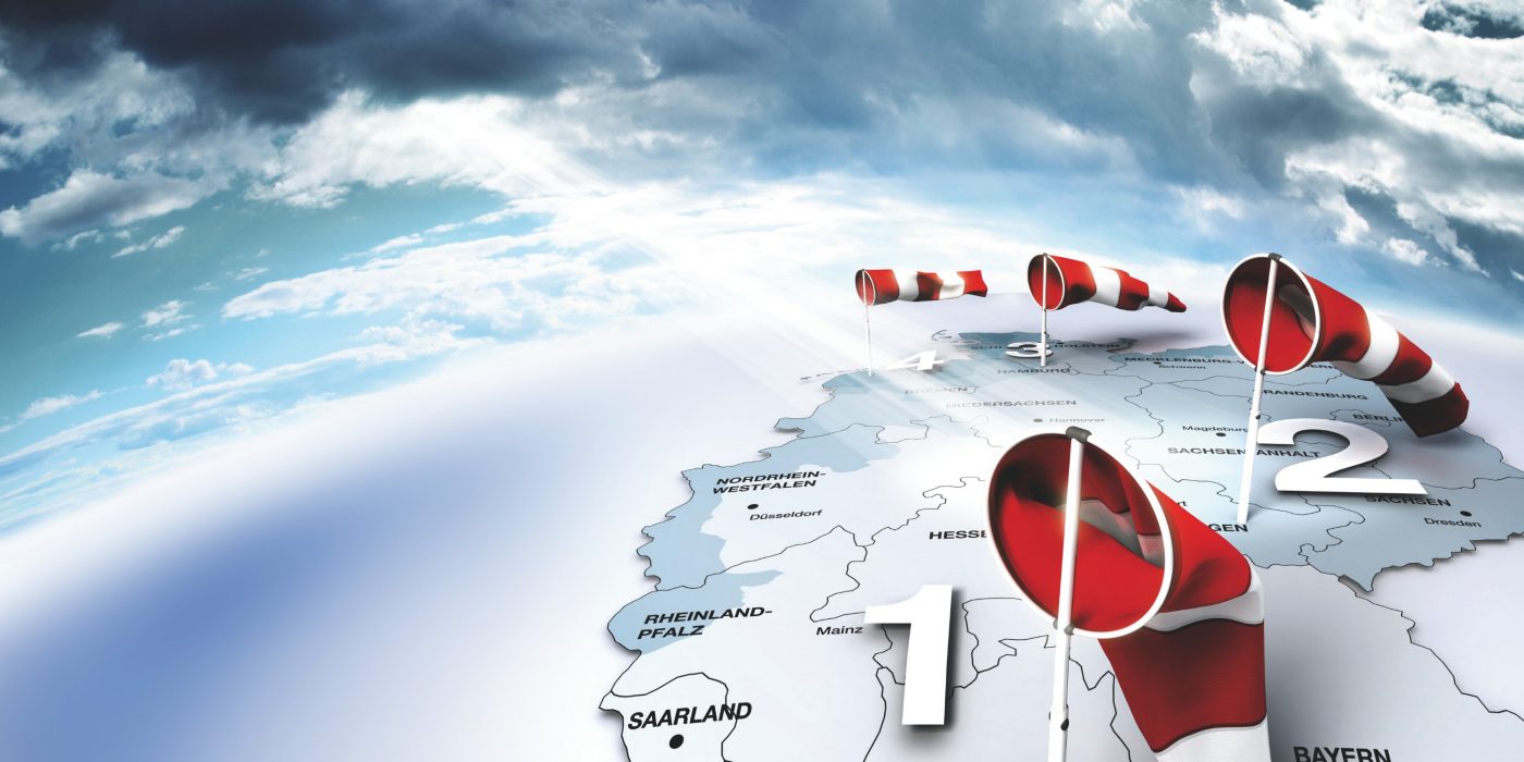 Map of Germany with Wind Flags