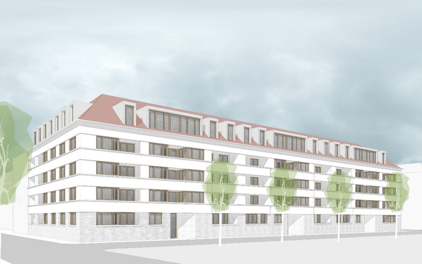 A drawing on which you can see how the building should look at the end