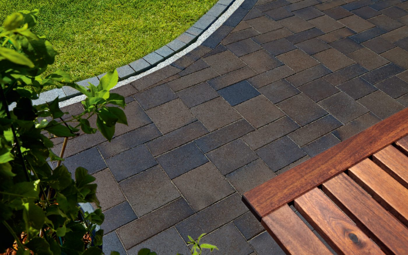 paver, penter, paving stone, walkway, edge, bench, garden