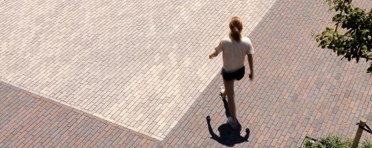 Apotheek Debruyne-Desrumaux, Apothekenvorplatz, Parkplatz, Freiflächen, Platzgestaltung, Aquata, Pflasterklinker, wasserdurchlässig, versickerungsfähig, Läuferverband, Landschaftsgestaltung, Brügge, Belgien, Watelle tuinen & landschappen, Oedelem