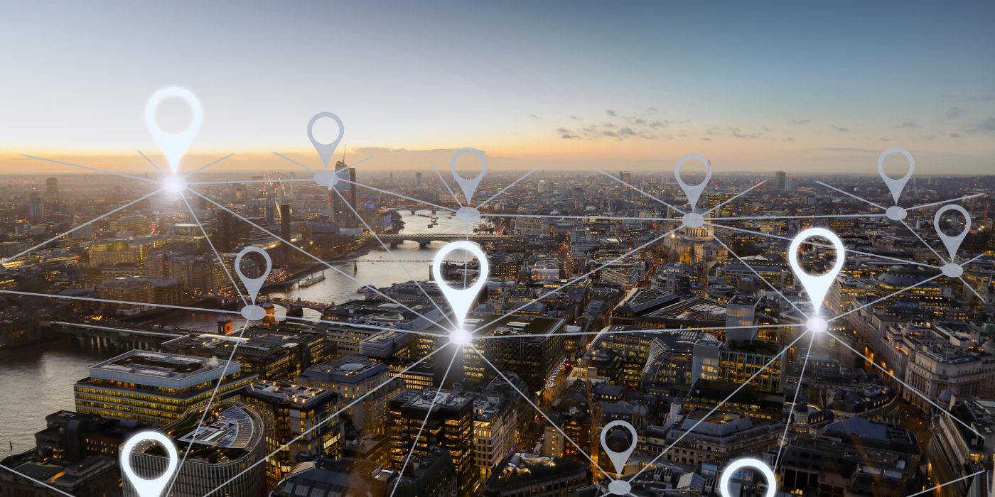 Network gps navigation modern city future technology