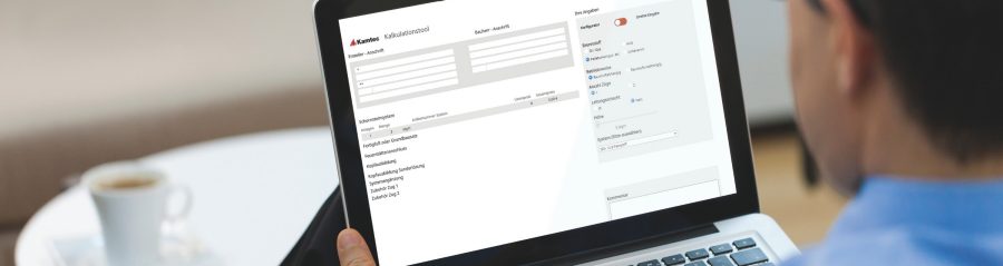 Kamtec Kalkulationstool on Laptop