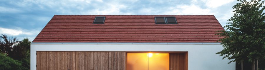 Single family house W with tondach roof tiles Strangfalz pressed natural red, Einfamilienhaus mit Tondach Dachziegel Strangfalz gepresst Naturrot