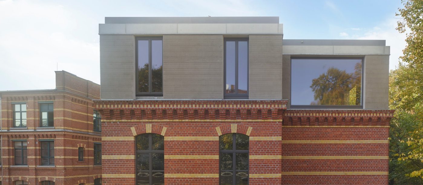 kontorhaus, leipzig, aufstockung, aufbau, sanierung, renovation, poroton, s9-mw, hlz 17,5-1,2, pfz 24,0, ziegeldecke,  brick-ceiling,knoche architekten