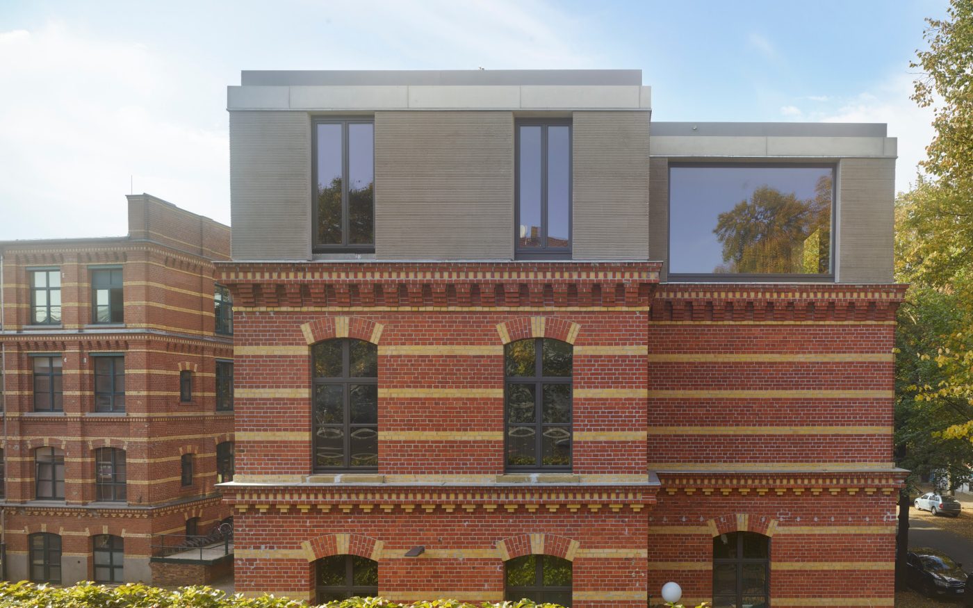 kontorhaus, leipzig, aufstockung, aufbau, sanierung, renovation, poroton, s9-mw, hlz 17,5-1,2, pfz 24,0, ziegeldecke,  brick-ceiling,knoche architekten