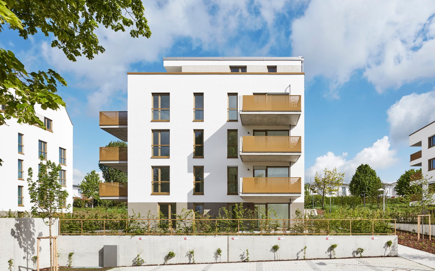 Durch ihre durchdachte architektonische Gestaltung bilden die Punkthäuser sowohl einzeln als auch in Gruppe eine Adresse.