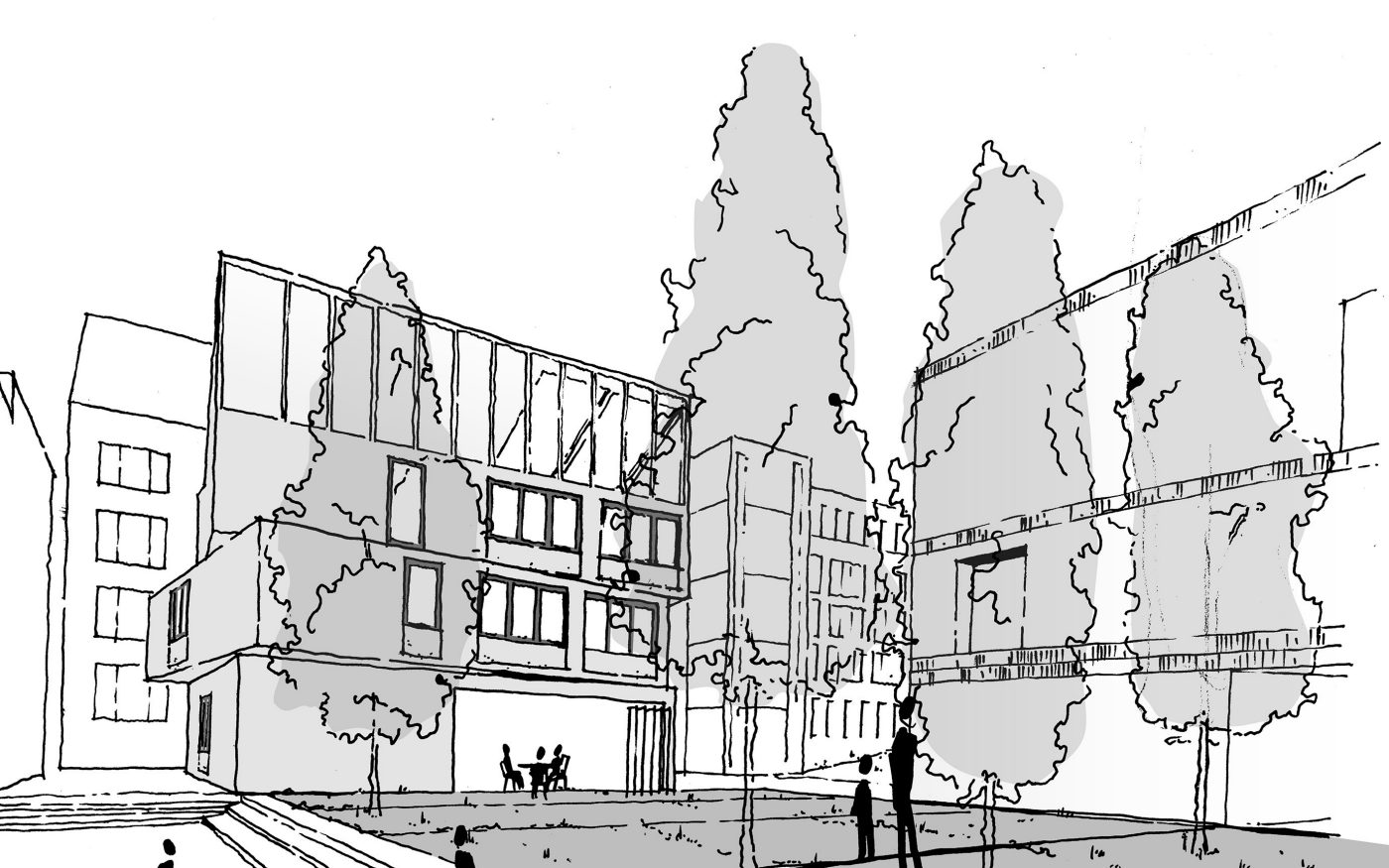 Den 3. Preis sowie 2.000 Euro erhielt das Team der Technischen Hochschule Augsburg, betreut von Prof. Victoria von Gaudecker, für den Entwurf „Stapeltreff“.