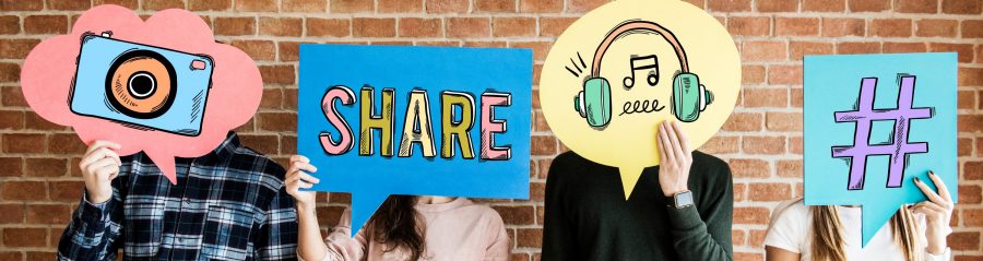 Friends holding up thought bubbles with social media concept icons
***These graphics are derived from our own 3D generic designs. They do not infringe on any copyright design.